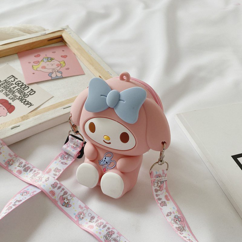 Túi đeo chéo mini Silicon hình HELLO KITTY,MELODY,THỎ dễ thương phong cách Hàn Quốc cho bé gái