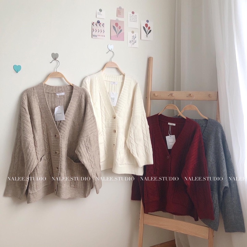 Áo khoác len cardigan vặn thừng