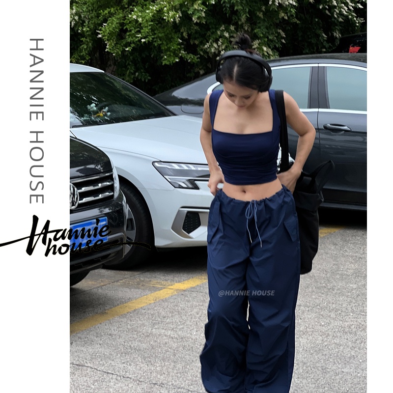 Áo Crop Top Hai Dây Rộng Mùa Hè Có Túi Cho Nữ