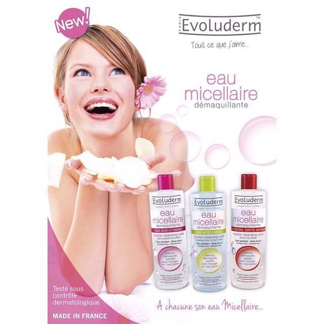 Bộ chăm sóc da nước tẩy trang và nước hoa hồng dành cho khô và nhạy cảm Evoluderm dưỡng ẩm da, cho da mịn màng 250ml