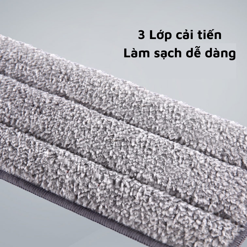 Bộ Cây Lau Nhà, Chổi Lau Nhà Tự Vắt  inochi  360 Độ Chính Hãng Cao Cấp Tặng Kèm 2 Bông Lau