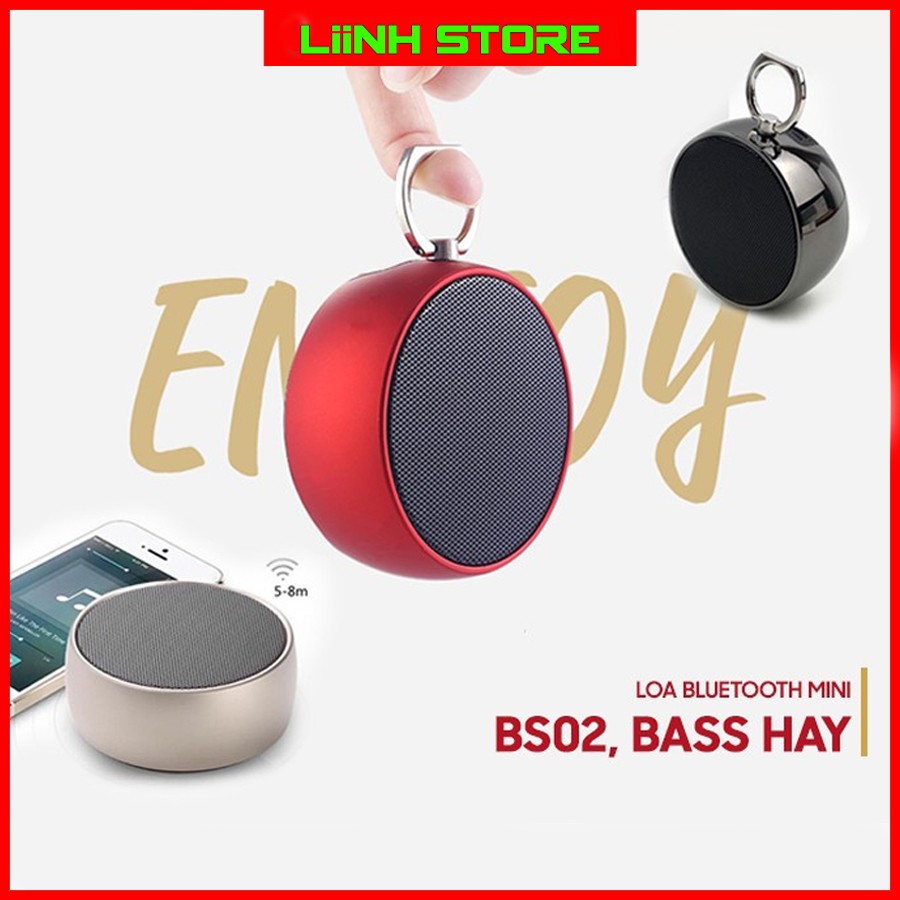 Loa Bluetooth Mini BS02 ⚡️Đ𝐈̉𝐍𝐇 𝐍𝐇𝐀̂́𝐓⚡️ Bass Hay, Thiết kế sang trọng, Nhỏ gọn, Tiện lợi, Hỗ trợ Thẻ Nhớ