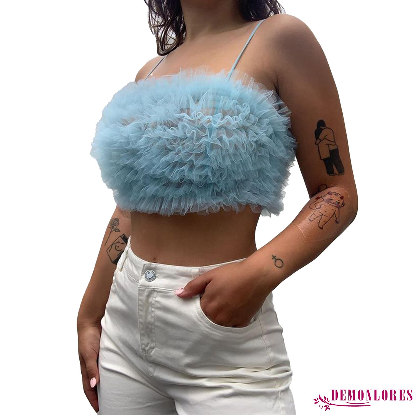 Áo croptop không tay thiết kế xếp tầng thời trang cho nữ | BigBuy360 - bigbuy360.vn