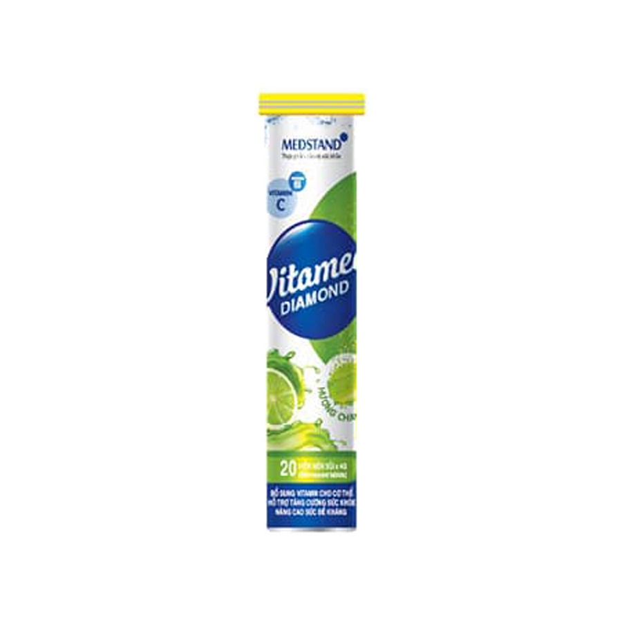 Viên Sủi Vitalcare Diamond - Vitamin Tổng Hợp, Vitamin C, Giải Nhiệt, Tăng Sức Đề Kháng (Tuýp 20 Viên)