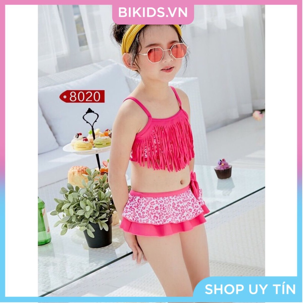 Bikini 2 mảnh tua rua hồng bé gái 8020