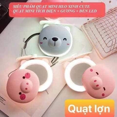 Quạt Lợn MIni /HOT/ Quạt lợn Mini Có Đèn Gương