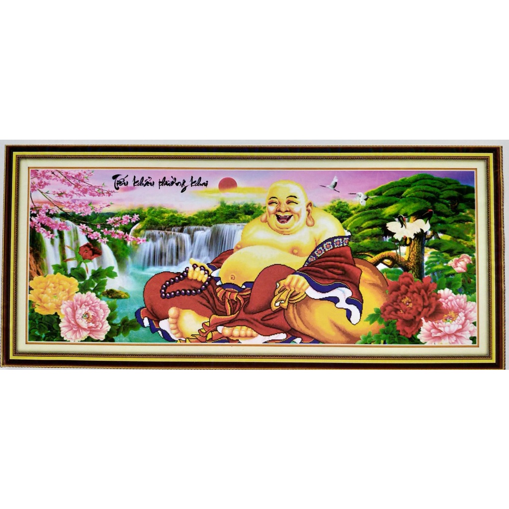 Tranh thêu chữ thập Phật Di Lạc THÊU KÍN kt 160x70 cm/ 200x90 cm