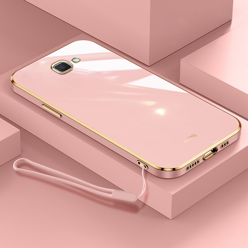 Ốp Điện Thoại Silicone Mạ Viền Sang Trọng Kèm Dây Đeo Cho Samsung Galaxy J7 Prime J2 Prime