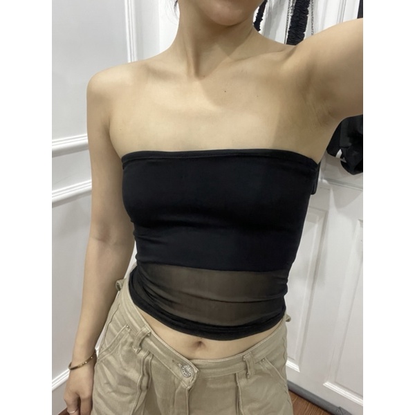 Áo ống 2 lớp phối lưới MOODY NUDY
