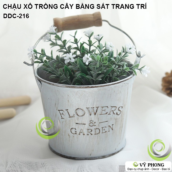 XÔ SẮT TRỒNG CÂY CHẬU HOA SẮT NGHỆ THUẬT VINTAGE DECOR TRANG TRÍ VƯỜN ĐẠO CỤ CHỤP ẢNH SẢN PHẨM INS DDC-216