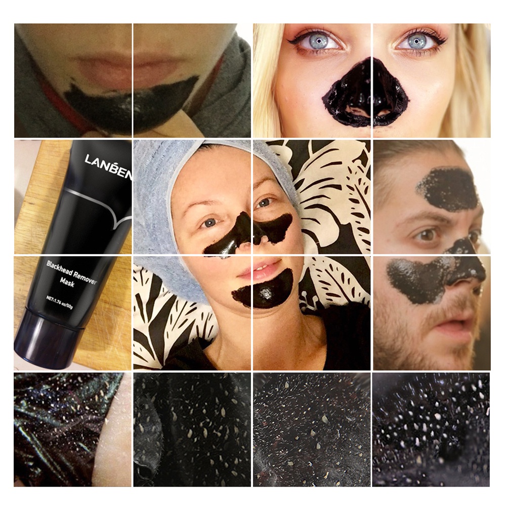 Mặt nạ lột mụn đầu đen mũi LANBENA miếng lột mụn đầu đen chiết xuất than tre blackhead mask 50g