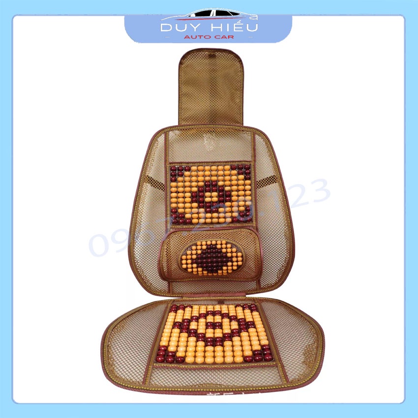 Lót ghế kèm tựa lưng hạt gỗ thoáng mát dành cho mọi loại xe