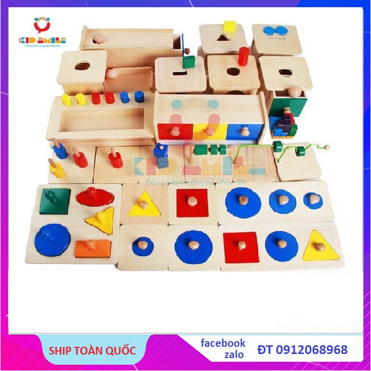Bộ Giáo Cụ Montessori - 8 Món - Đồ Chơi Giáo Dục Gỗ An Toàn Cho Bé