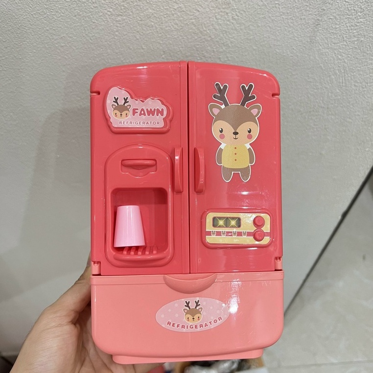 Tủ lạnh đồ chơi hai cửa mô phỏng nhỏ xinh cho bé chơi đóng vai ở nhà quà tặng sinh nhật ANDATOY AD1006
