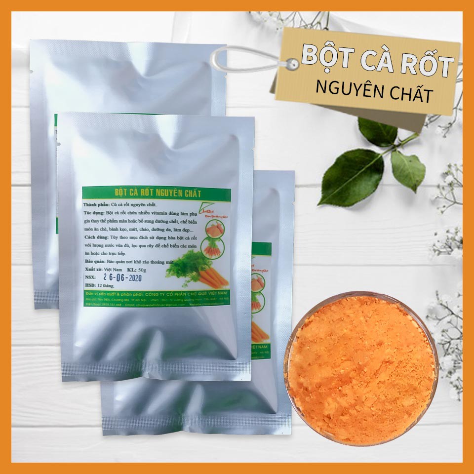 Bột Cà Rốt Bột Tạo Màu Thực Phẩm Tự Nhiên Rau Củ Nguyên Chất Gói 50gr Chợ Quê