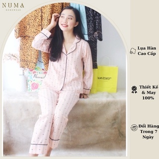 Đồ mặc nhà pỵjamas tay dài hoạ tiết sang trọng Solla