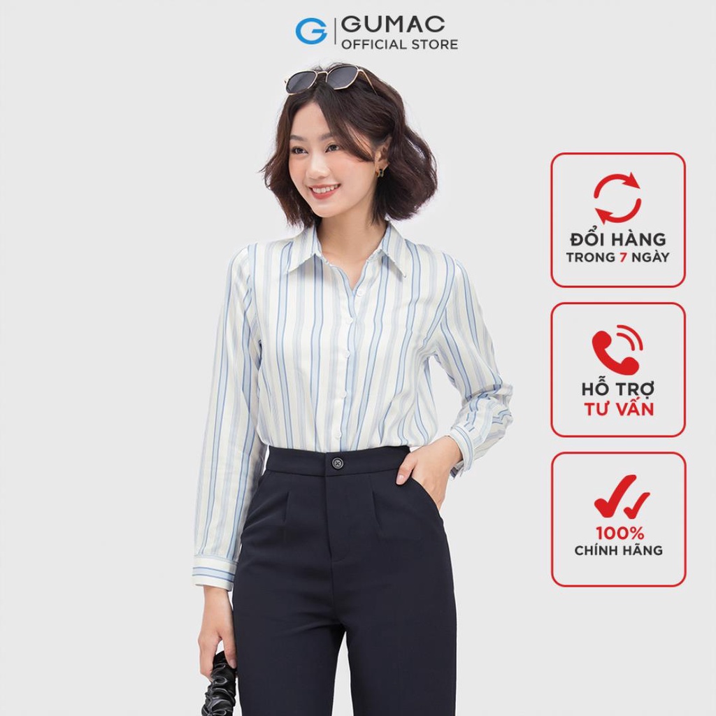 [Mã WABRGUM giảm 10% tối đa 30K đơn 99K] Áo sơ mi nữ trắng sọc thời trang GUMAC AC04012 | BigBuy360 - bigbuy360.vn