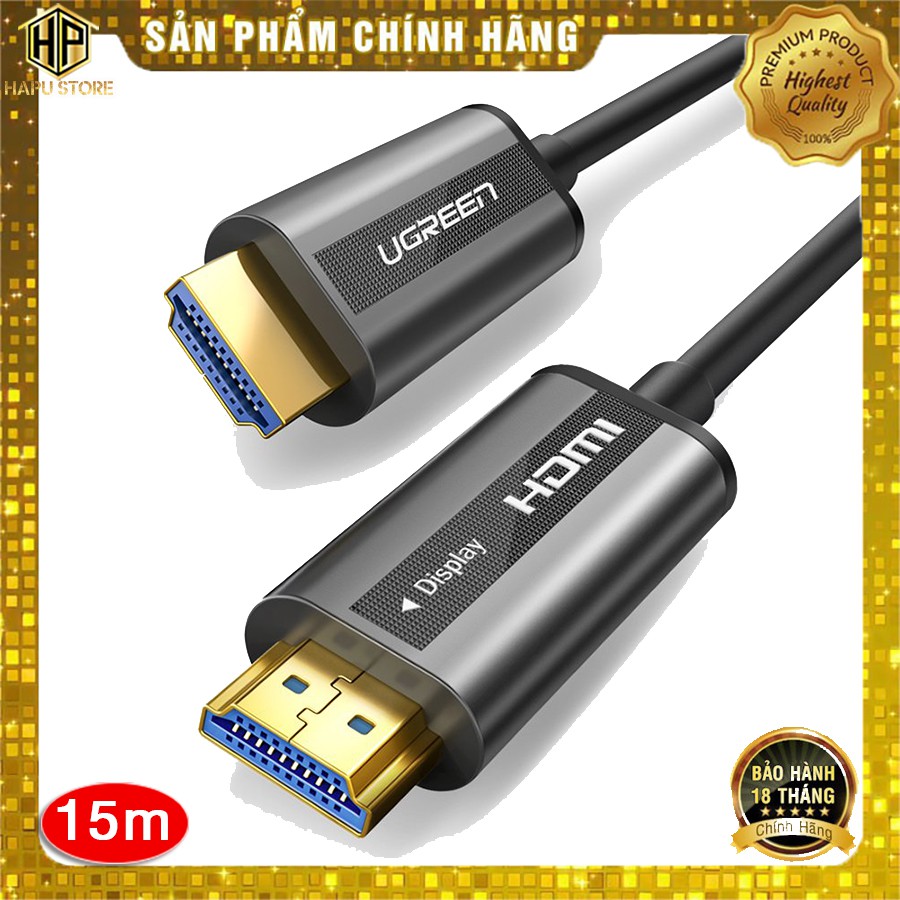 [Mã ELHACE giảm 4% đơn 300K] Cáp HDMI 2.0 sợi quang Ugreen 50215 dài 15m độ phân giải 4K/60Hz cao cấp - Hapustore