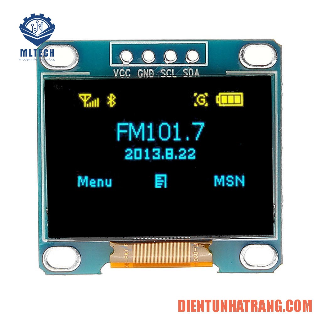 Màn hình OLED 0.96 inch giao tiếp I2C hiển thị màu xanh và vàng