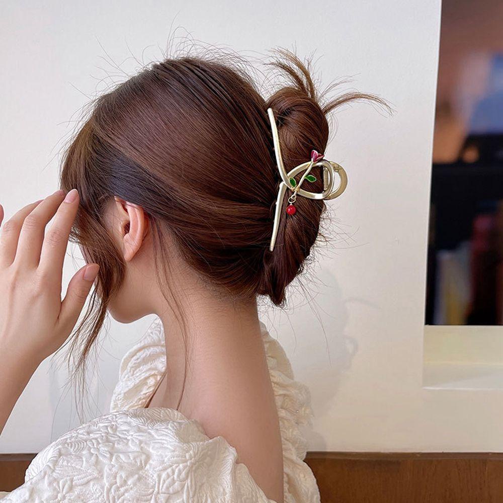 Kẹp Tóc Kim Loại Hình Hoa Hồng Phong Cách Vintage