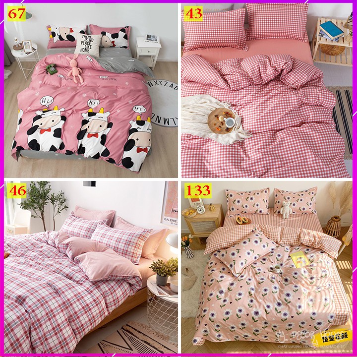 Bộ Drap Ga Giường Màu Hồng Pink Cotton Poly Cao Cấp Cực Xinh Chống Co Rút Sợi Hàng Nhập Khẩu Cao Cấp