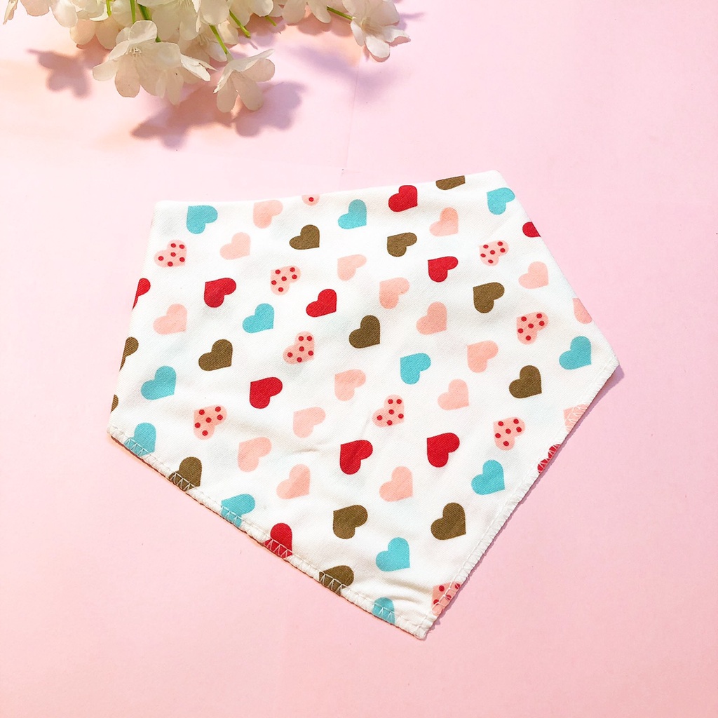 Khăn yếm tam giác cotton 2 lớp cho bé trai và bé gái giúp giữ ấm cổ, nhiều họa tiết đáng yêu