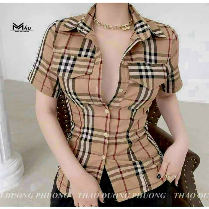 Áo sơmi cộc tay sọc Bờ_Bờ_Rờ siêu chanh sả
