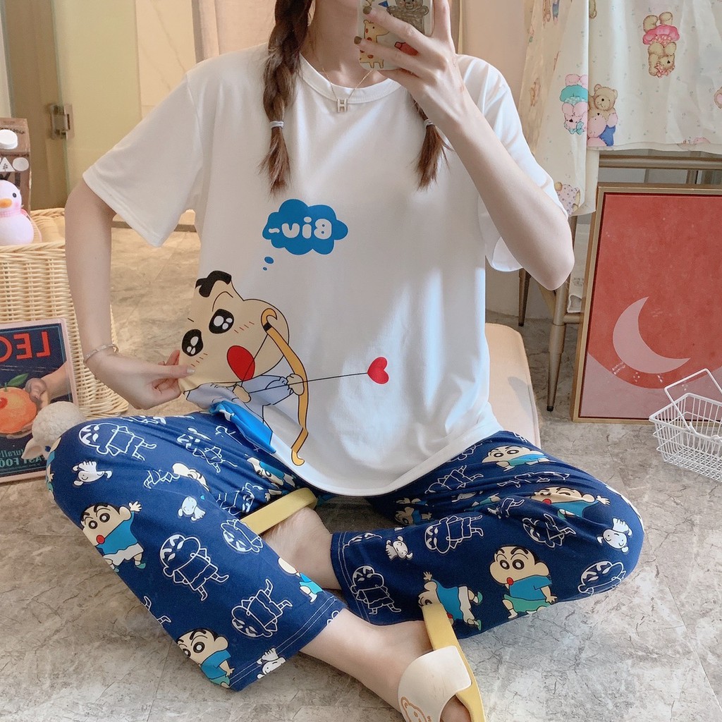 Bộ Mặc Nhà FREESHIP Bộ Ngủ Đẹp Quần Dài Xinh Xắn Hoạt Hình Dễ Thương vải mát dáng rộng thoải mái AN15
