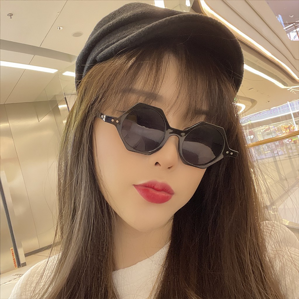 Kính Mát Thời Trang Lục Giác kèm Bao da - Geometric Sunglasses [Ảnh thật]