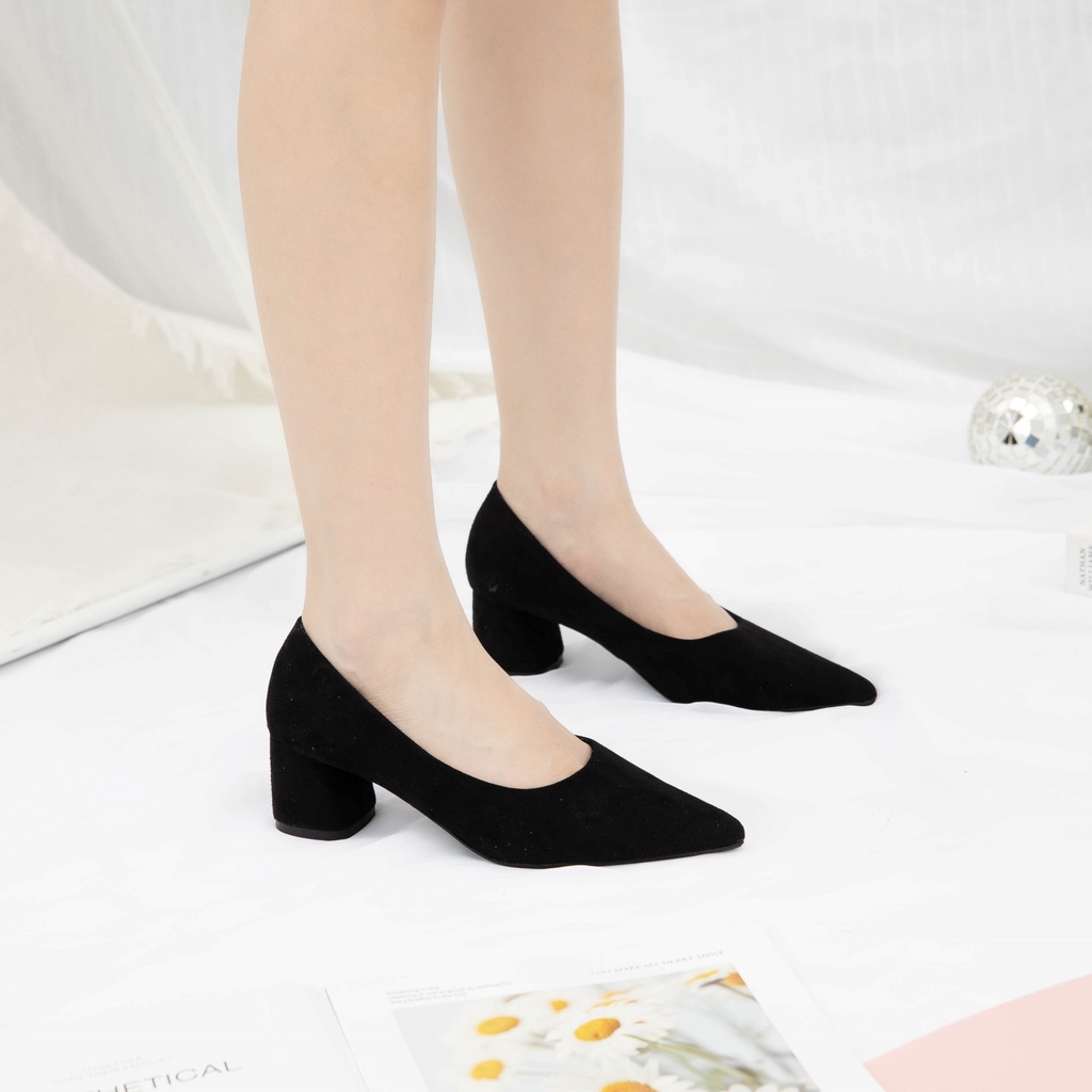 Giày MWC 4275 - Giày Cao Gót 5cm, Cao Gót Da Bít Mũi Bít Gót Thanh Lịch