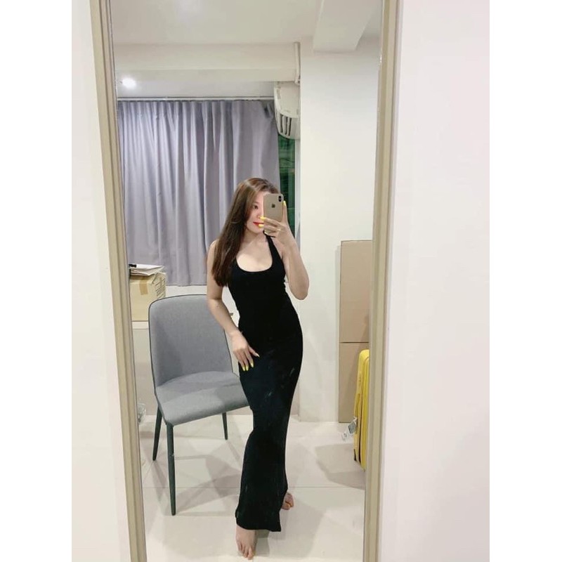 Đầm maxi thun đan dây thái lan