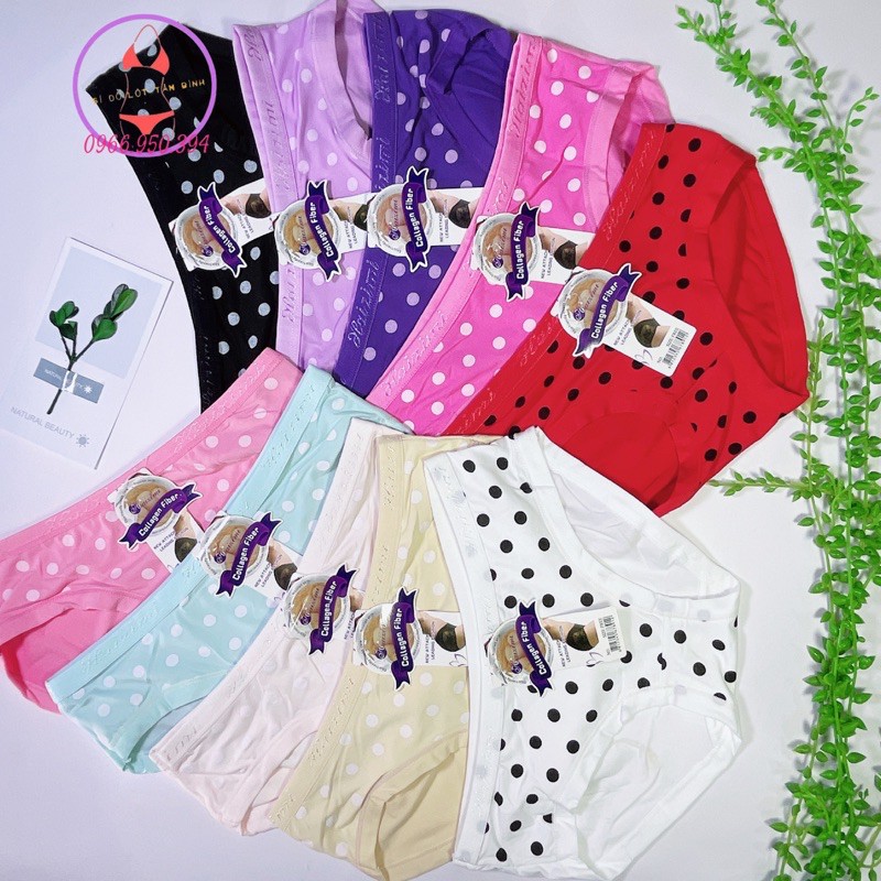 Quần lót cotton họa tiết chấm bi cute size&lt;55kg (set 10 cái) MS8051