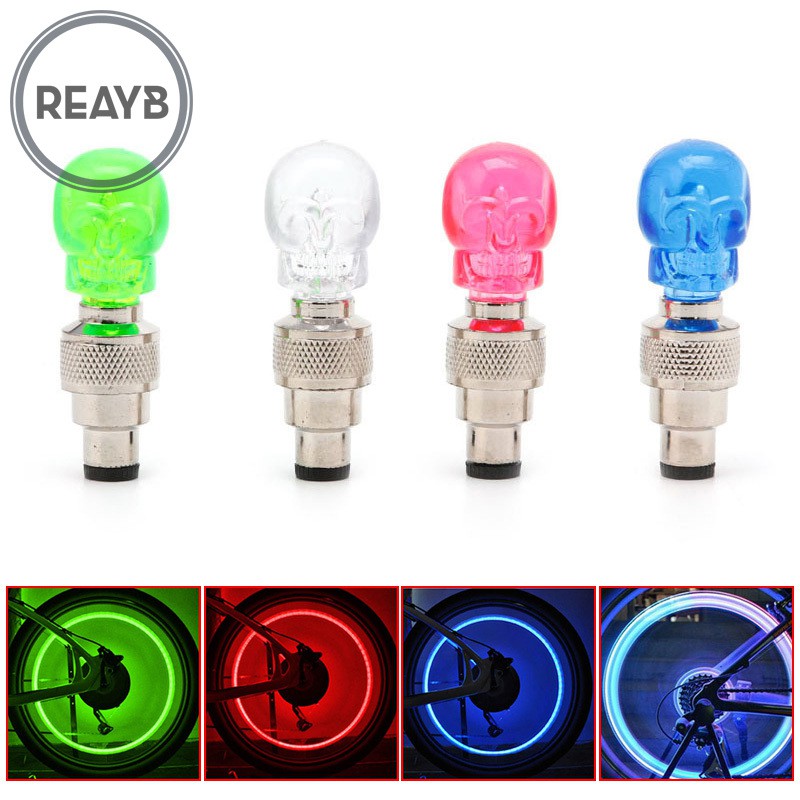 Set 2 Đèn Led Hình Đầu Lâu Gắn Van Xe Đạp Chuyên Dụng