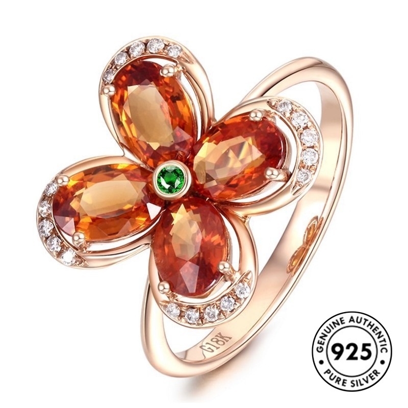 Nhẫn mạ bạc S925 hình hoa hồng đính đá thời trang