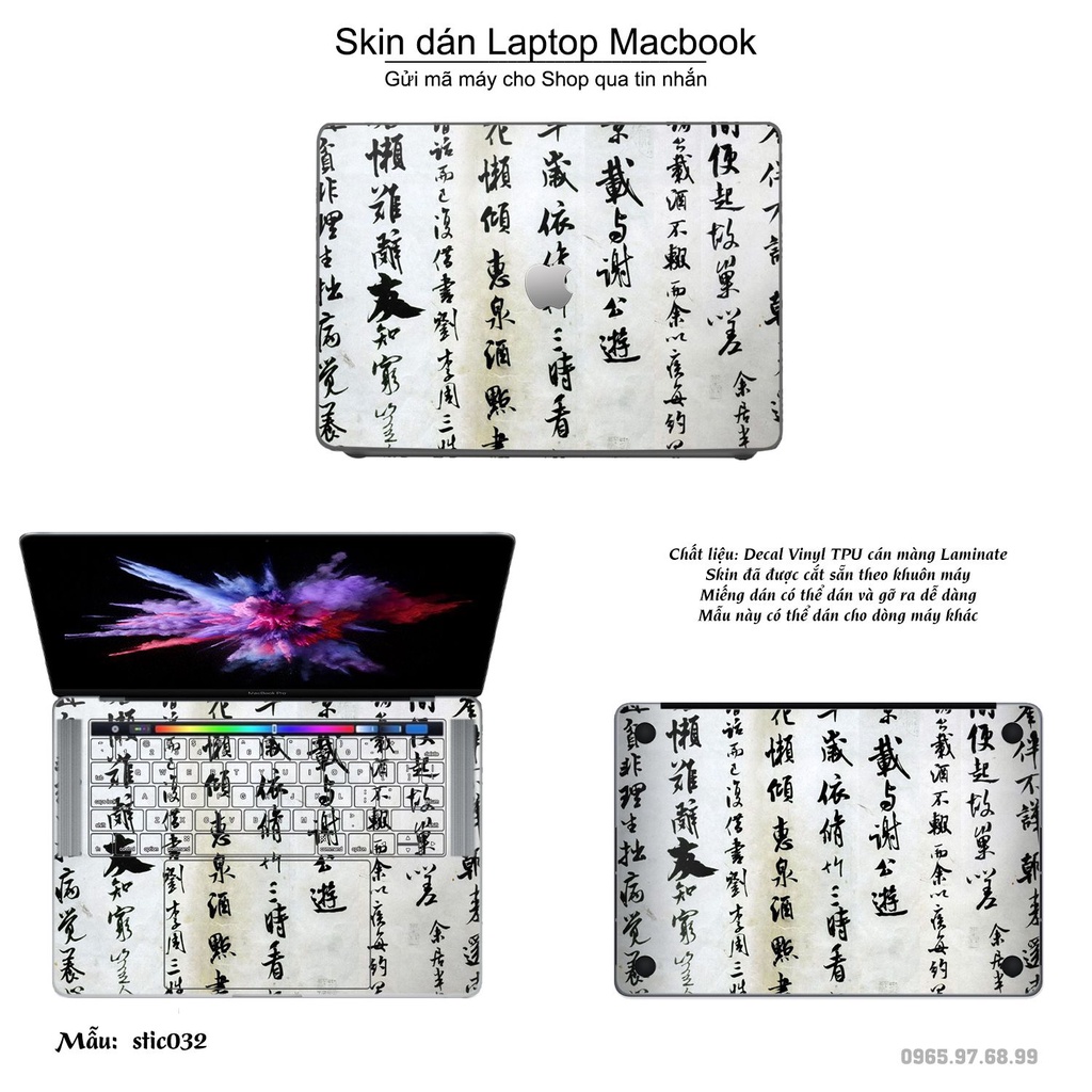 Skin dán Macbook mẫu Hoa văn sticker (đã cắt sẵn, inbox mã máy cho shop)