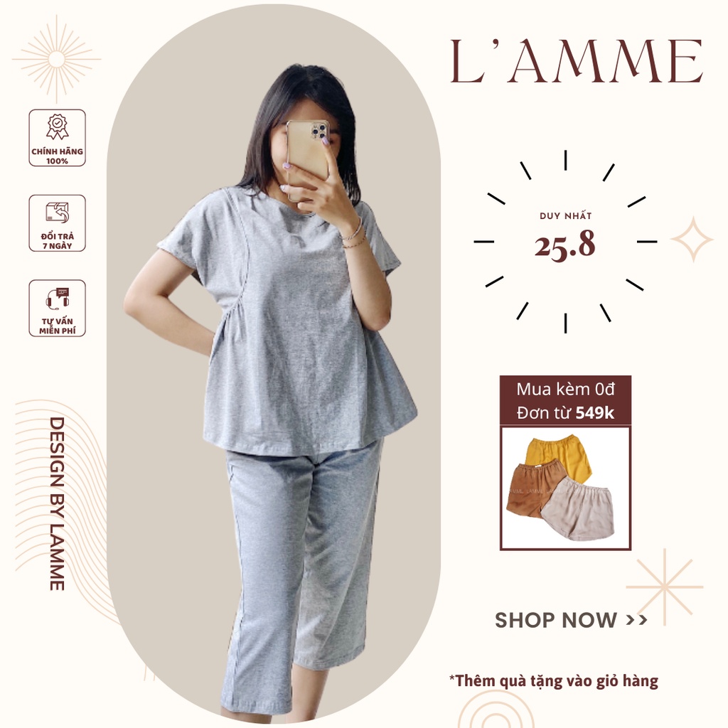 Bộ đồ bầu B09 chất liệu cotton hai màu thoáng mát co dãn cực tốt thiết kế bởi LAMME