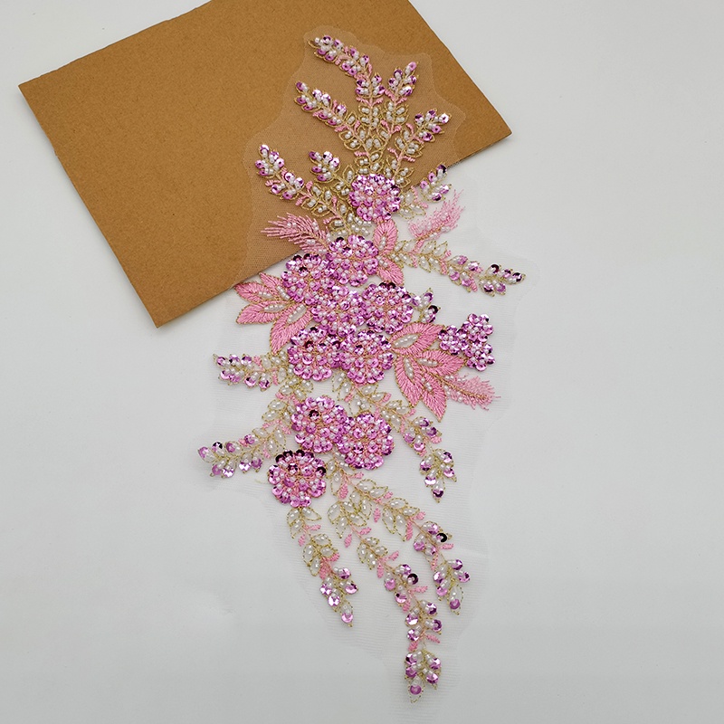 1 Huy Hiệu Vải Thêu Hoa Đính Hạt Cườm 36 * 18CM