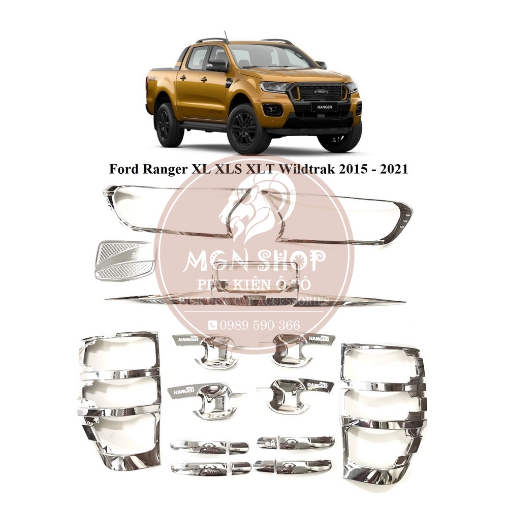 Ốp [Ford Ranger 2015 - 2021] [full bộ] [màu đen / màu bạc]