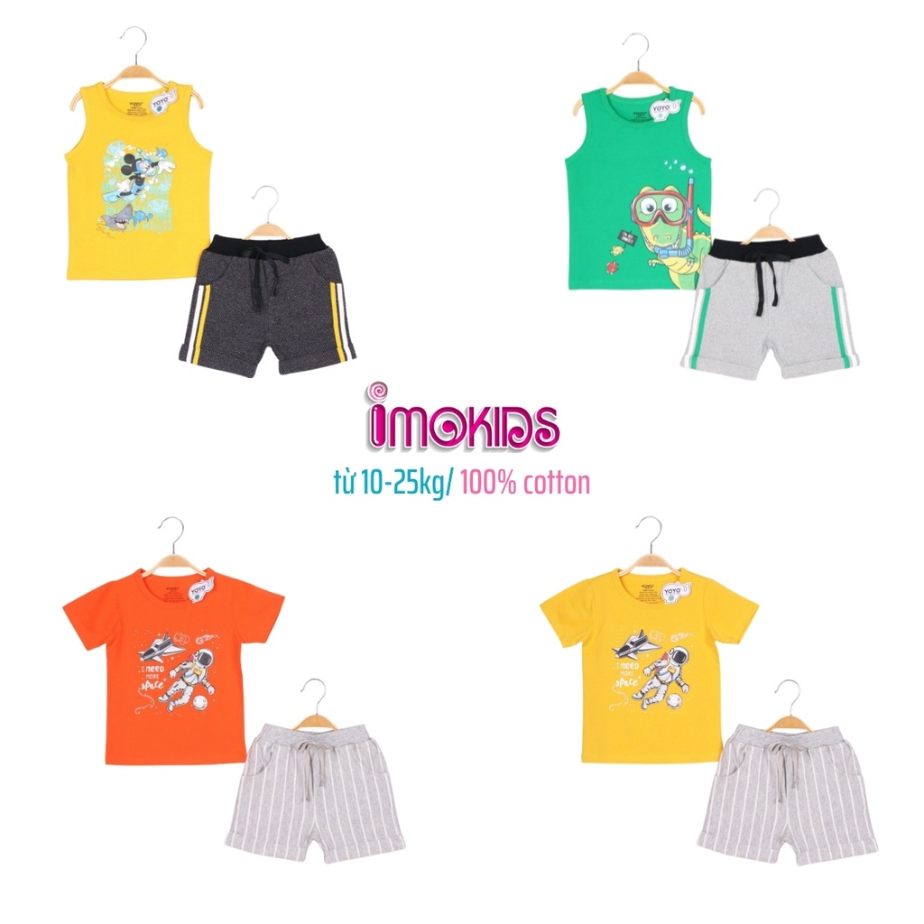 Đồ bộ bé trai YoYo 10-25kg quần áo bé trai chất thun cotton 4 chiều cao cấp thấm hút mồ hôi bộ cho bé mặc đi học, ở nhà