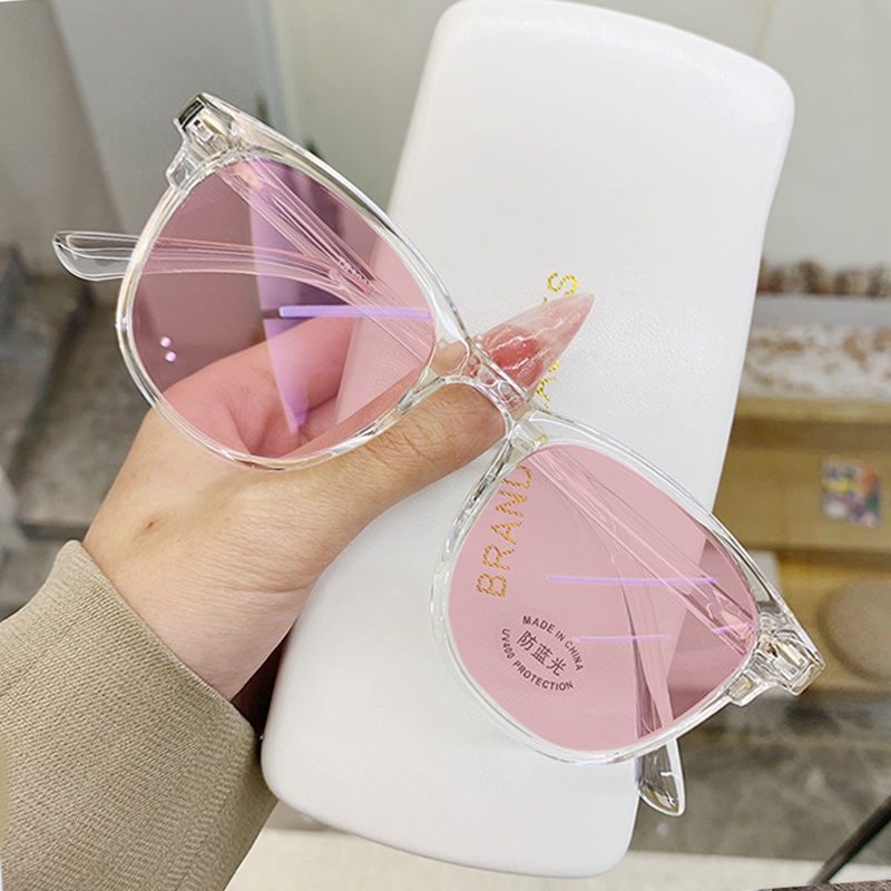kính đổi màu+kính cận có độ 0.5~6.0  Kính Cận Siêu Nhẹ Chống Tia Cực Tím Thời Trang Cho Nữ，kính tròn trong suốt nữ，gọng kính cận nữ，kính gọng đen