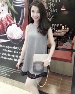 Đầm xuông phối ren