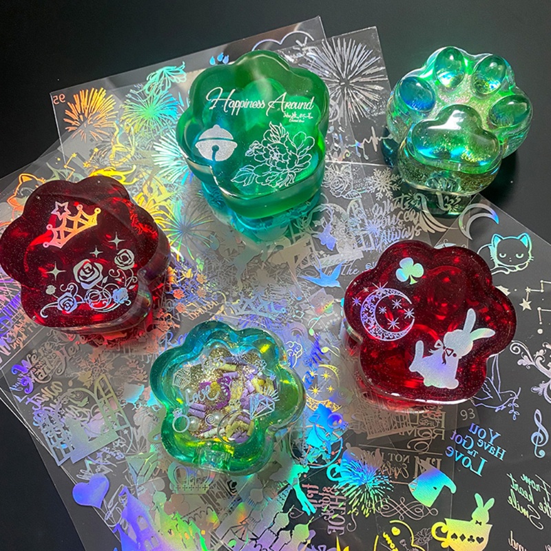 Set 1 Tờ 4 Miếng Dán Bằng Nhựa PVC Dùng Làm Trang Sức DIY