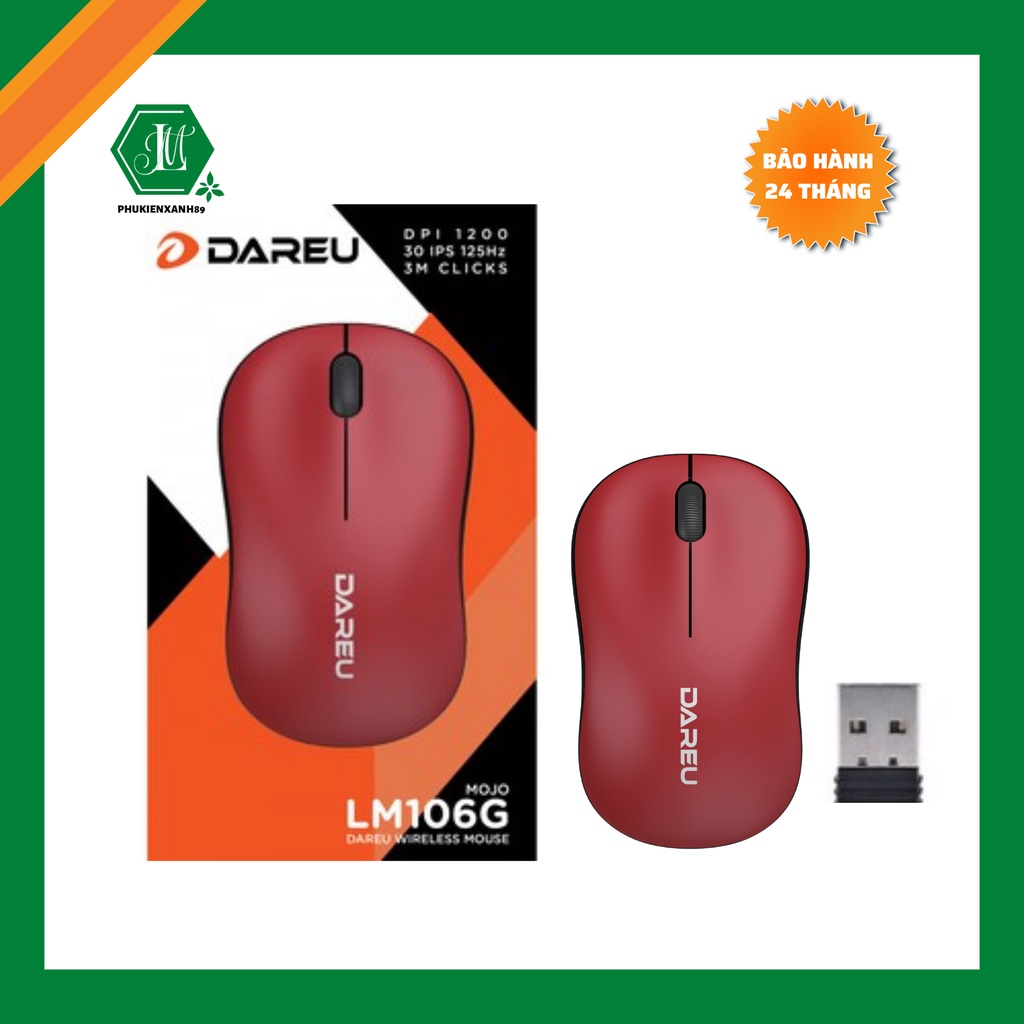 Chuột không dây DAREU LM106G - 4 màu rực rỡ ĐEN HỒNG ĐỎ XANH - New - FULL BOX - Chính hãng - BH 24T