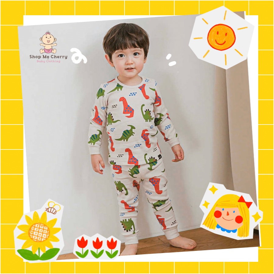 BỘ THU ĐÔNG DÀI TAY CAO CẤP TRẺ EM CỦA HÃNG CORDI-I, CHẤT THUN COTTON ORGANIC,MẪU KHỦNG LONG