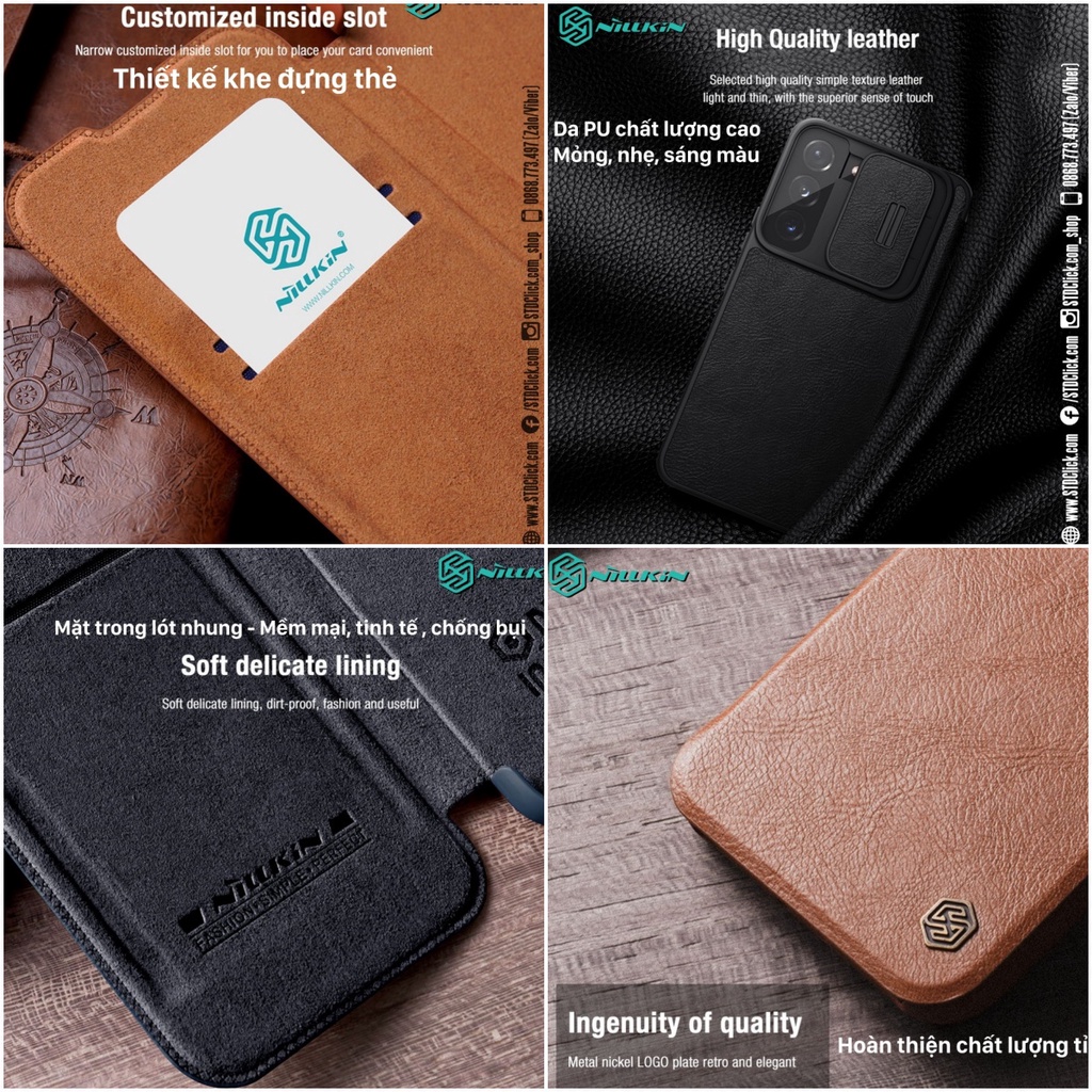 BAO DA SAMSUNG GALAXY S22 PLUS 5G NILLKIN QIN PRO BẢO VỆ CAMERA CHÍNH HÃNG