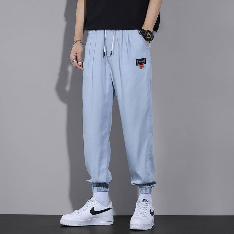 Quần Jeans Dài Ống Túm Dáng Rộng Màu Sắc Tương Phản Thời Trang Cho Nam