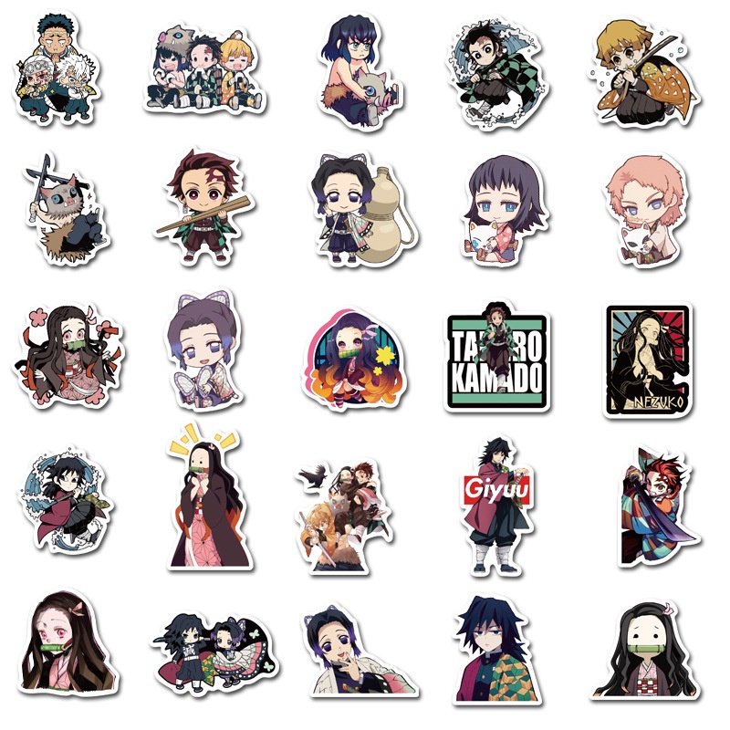 Bộ 50 miếng dán đồ chơi hoạt hình lưỡi gươm diệt quỷ