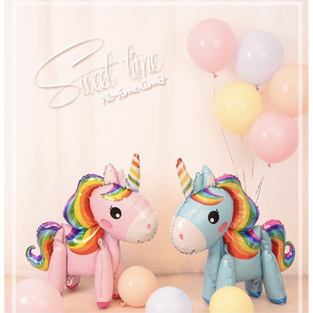 Bóng bay tráng nhôm ngựa pony 3D xinh xắn trang trí sinh nhật