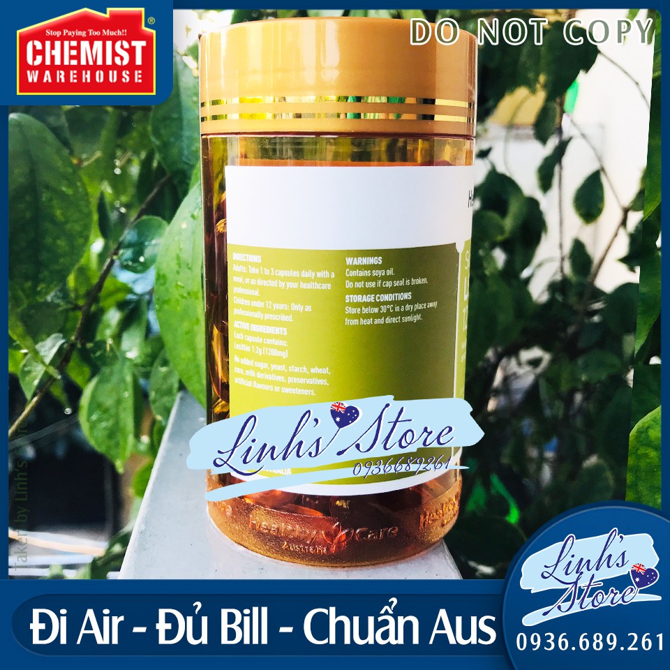 Mầm đậu nành Healthy Care Super Lecithin 1200mg - 100 viên 💙 Chemist Warehouse - Úc
