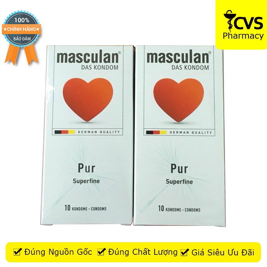Bao cao su Masculan trắng, siêu mỏng - Hộp 10 cái - Masculan Pure Superfine cvspharmacy